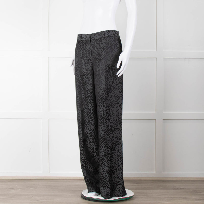Equipment Black and Grey Animal Print Wide Leg Trousers