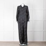Equipment Black and Grey Animal Print Wide Leg Trousers