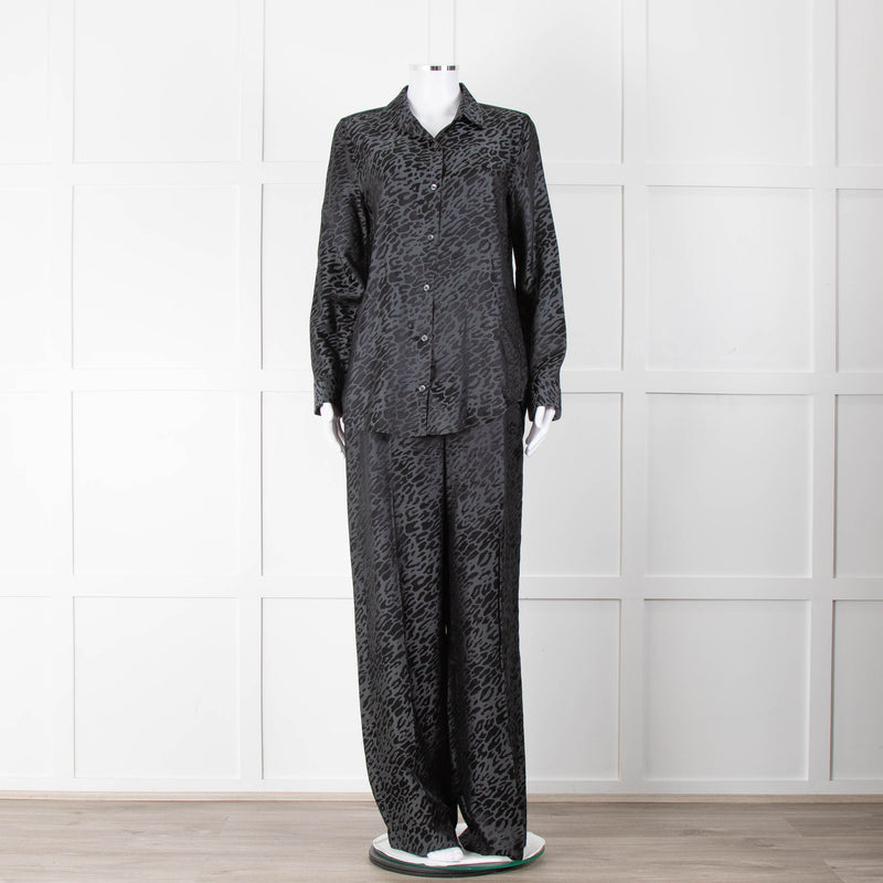 Equipment Black and Grey Animal Print Wide Leg Trousers