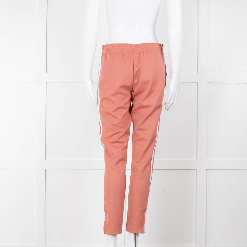 Adidas Pink Tracksuit Bottoms With White Stripe
