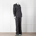 Equipment Black and Grey Animal Print Wide Leg Trousers