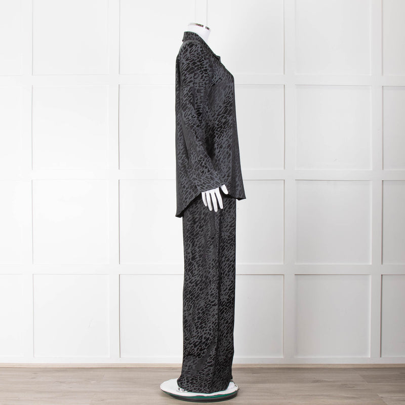 Equipment Black and Grey Animal Print Wide Leg Trousers