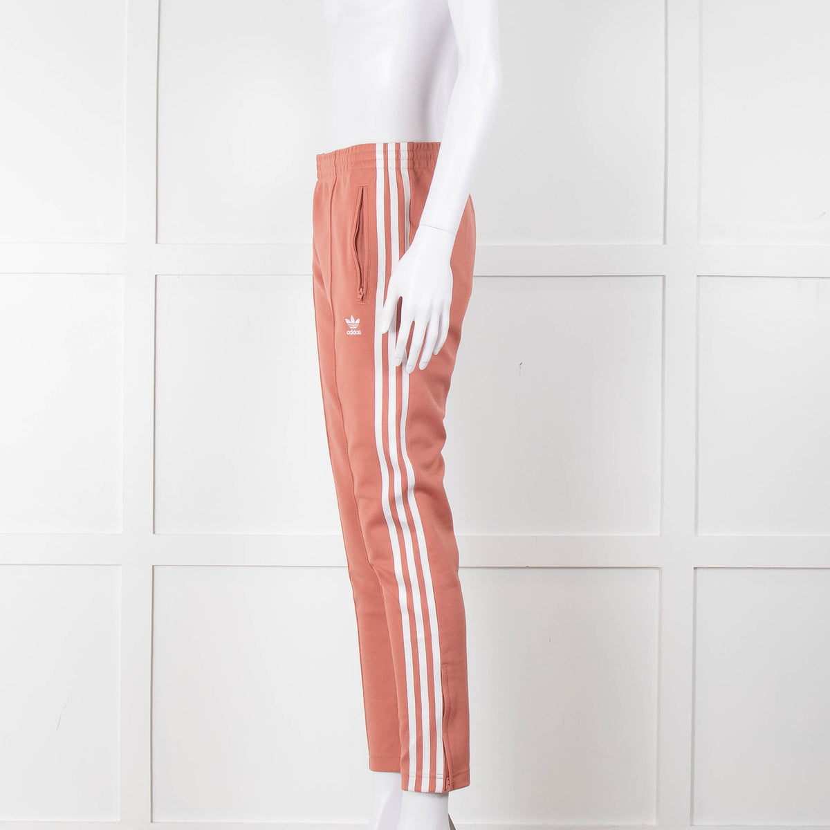 Adidas Pink Tracksuit Bottoms With White Stripe