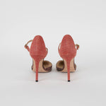 Jimmy Choo Salmon Snake Embossed Fabric Heeled Shoes