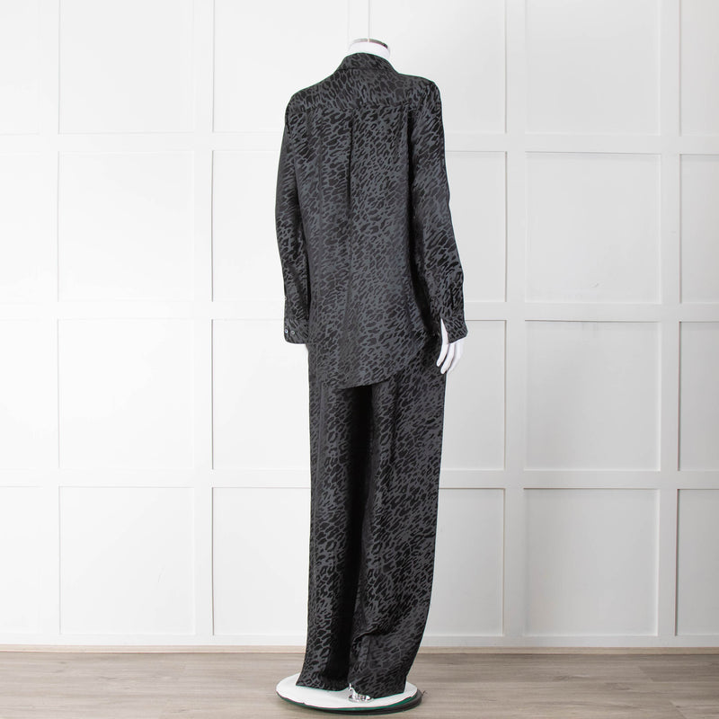 Equipment Black and Grey Animal Print Wide Leg Trousers