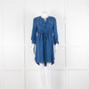 Claudie Pierlot Blue Silk Knee Length Shirt Dress