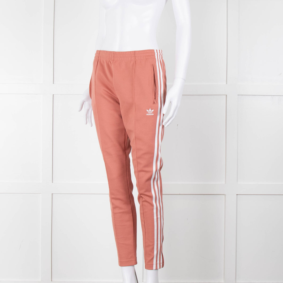 Adidas Pink Tracksuit Bottoms With White Stripe