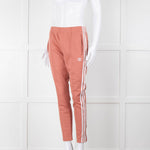 Adidas Pink Tracksuit Bottoms With White Stripe