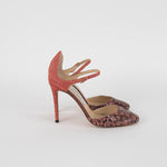 Jimmy Choo Salmon Snake Embossed Fabric Heeled Shoes