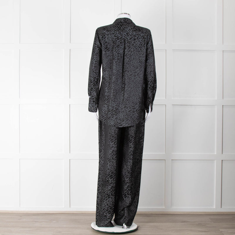Equipment Black and Grey Animal Print Wide Leg Trousers
