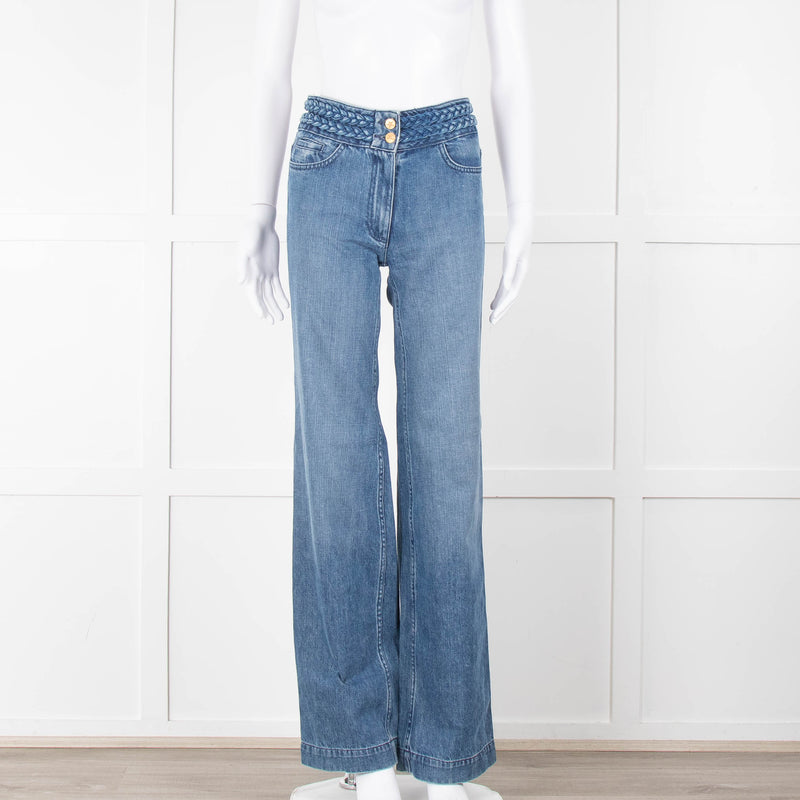 Sandro Braided Waist Wide Leg Jeans