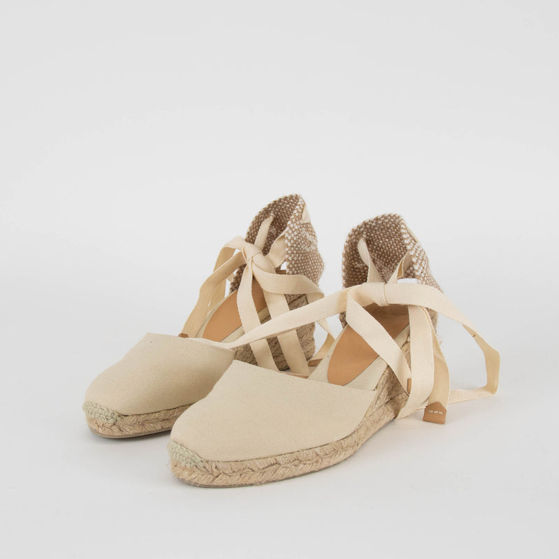 Castaner Ivory Linen Wedge Espadrille