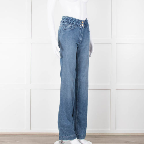 Sandro Braided Waist Wide Leg Jeans