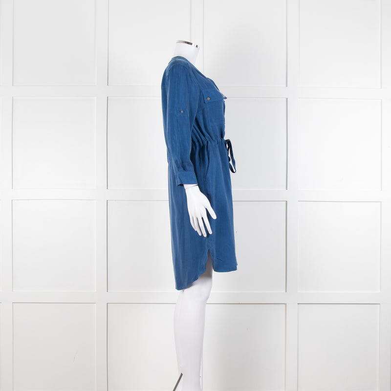 Claudie Pierlot Blue Silk Knee Length Shirt Dress