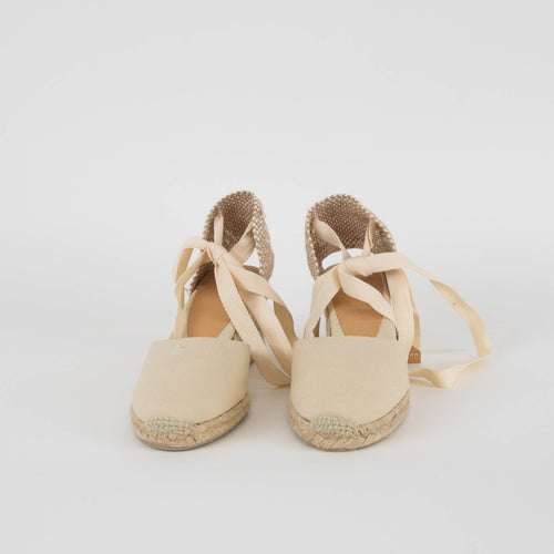 Castaner Ivory Linen Wedge Espadrille
