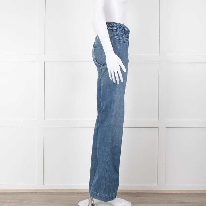 Sandro Braided Waist Wide Leg Jeans
