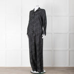 Equipment Black and Grey Animal Print Wide Leg Trousers