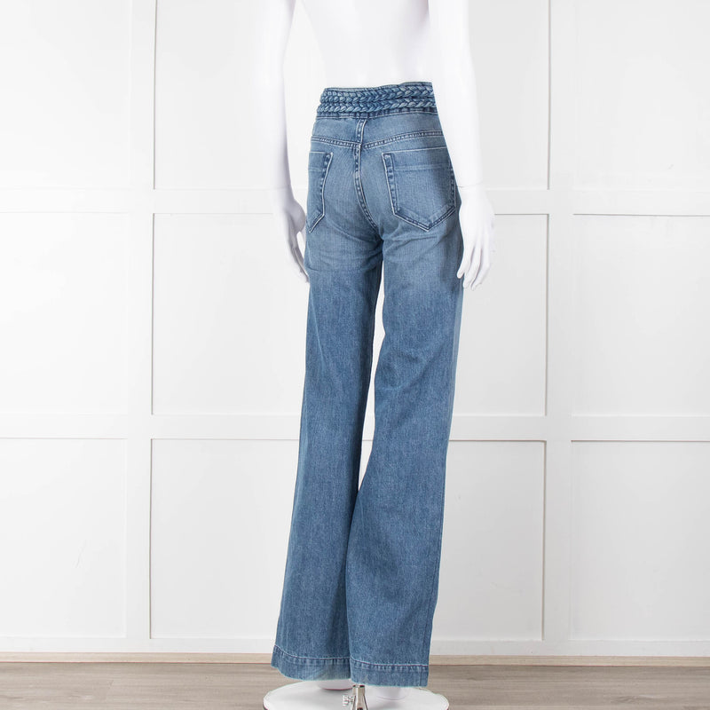 Sandro Braided Waist Wide Leg Jeans