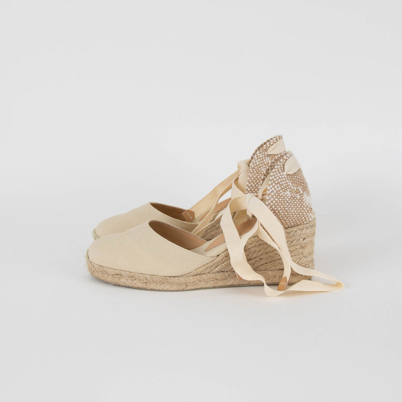 Castaner Ivory Linen Wedge Espadrille