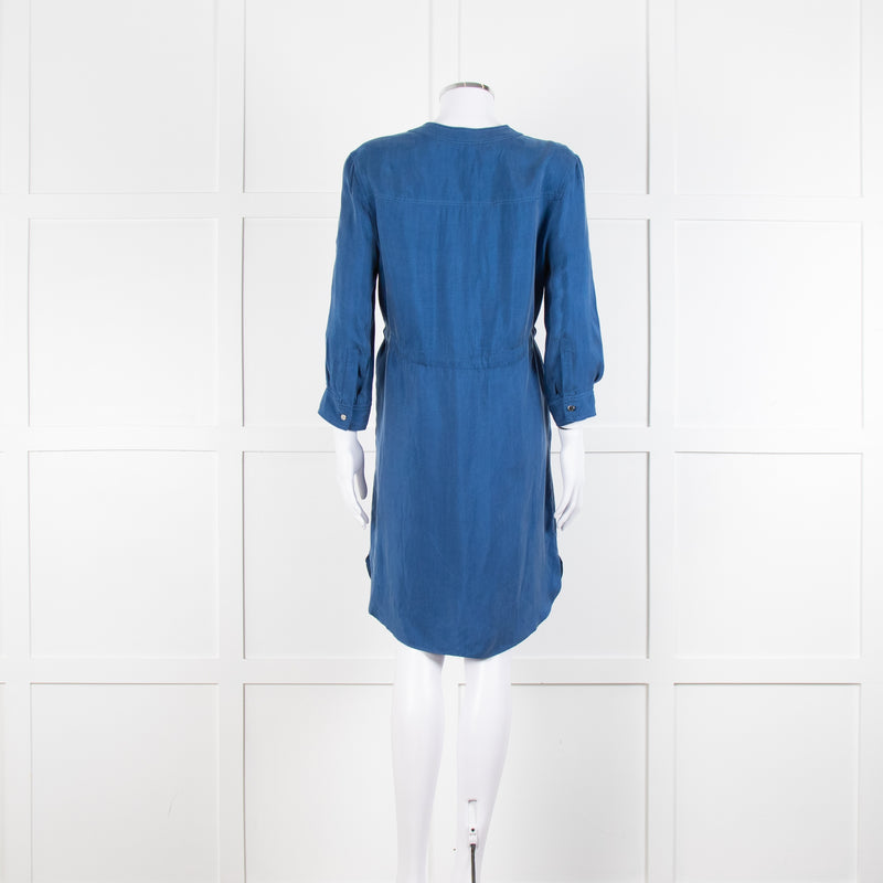 Claudie Pierlot Blue Silk Knee Length Shirt Dress