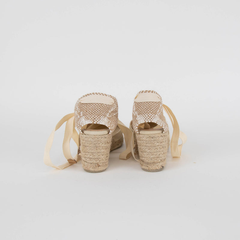 Castaner Ivory Linen Wedge Espadrille
