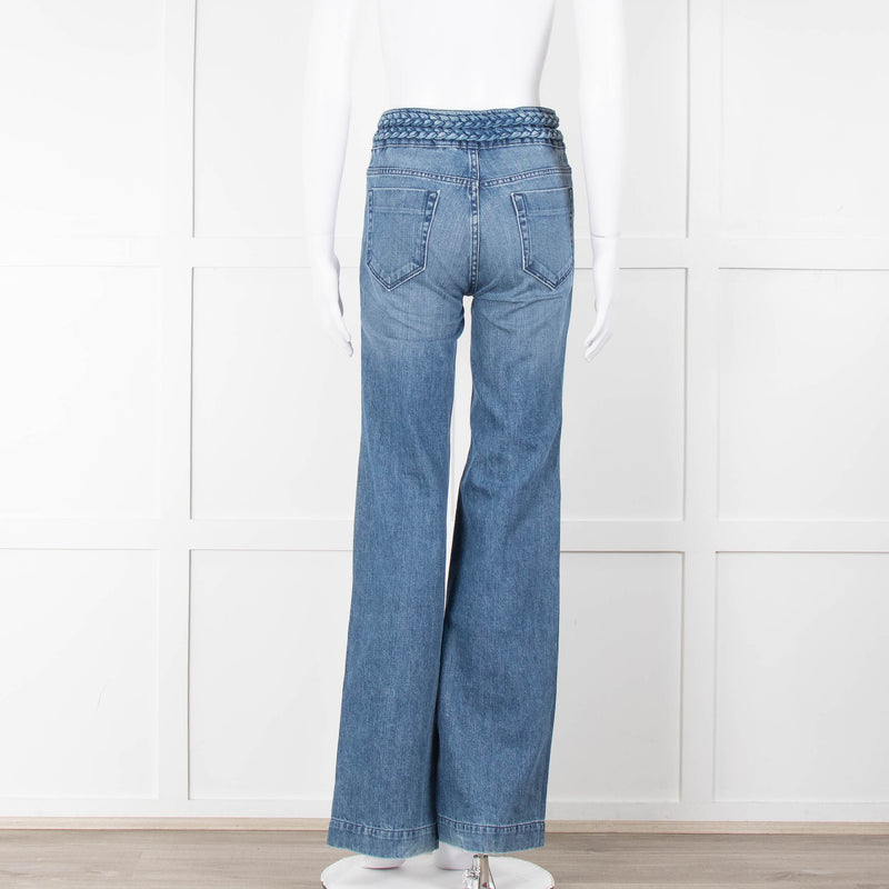 Sandro Braided Waist Wide Leg Jeans