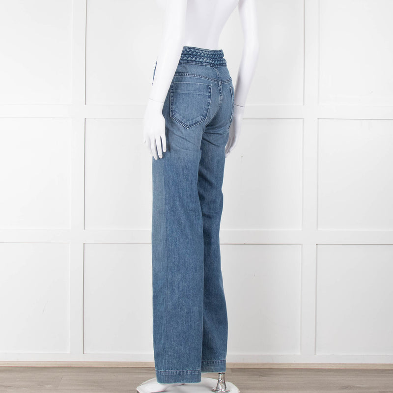 Sandro Braided Waist Wide Leg Jeans