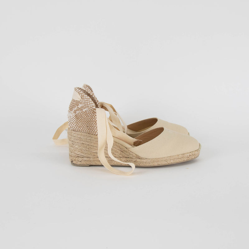 Castaner Ivory Linen Wedge Espadrille