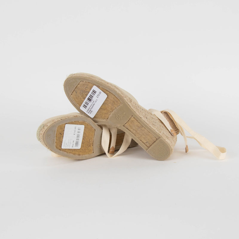 Castaner Ivory Linen Wedge Espadrille