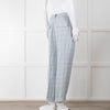 Peserico Pale Blue Check Linen Trousers with Turn Up