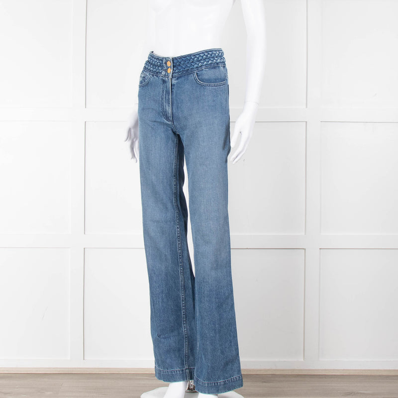 Sandro Braided Waist Wide Leg Jeans