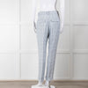 Peserico Pale Blue Check Linen Trousers with Turn Up