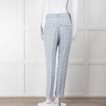 Peserico Pale Blue Check Linen Trousers with Turn Up