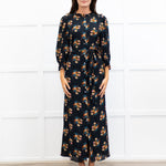 Wyse Black Lisette Floral Belted Shirt Dress