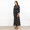 Wyse Black Lisette Floral Belted Shirt Dress