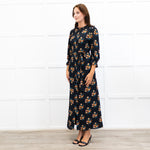 Wyse Black Lisette Floral Belted Shirt Dress
