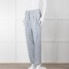 Peserico Pale Blue Check Linen Trousers with Turn Up