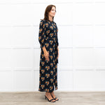 Wyse Black Lisette Floral Belted Shirt Dress