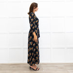 Wyse Black Lisette Floral Belted Shirt Dress
