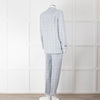 Peserico Pale Blue Check Linen Trousers with Turn Up