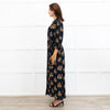 Wyse Black Lisette Floral Belted Shirt Dress