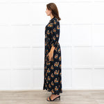 Wyse Black Lisette Floral Belted Shirt Dress