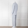 Peserico Pale Blue Check Linen Trousers with Turn Up