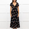 Rixo Black Clarice Lace Trim V Neck Tie Back Maxi Dress