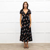 Rixo Black Clarice Lace Trim V Neck Tie Back Maxi Dress