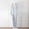 Peserico Pale Blue Check Linen Trousers with Turn Up