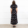 Rixo Black Clarice Lace Trim V Neck Tie Back Maxi Dress
