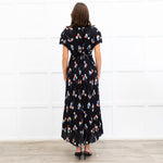 Rixo Black Clarice Lace Trim V Neck Tie Back Maxi Dress