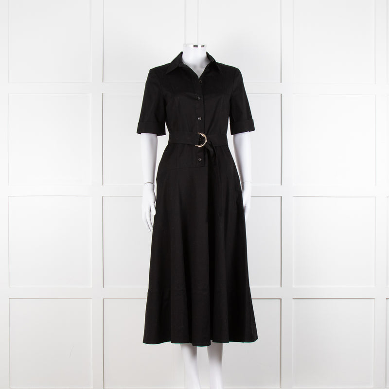 Me + Em Black Belted Midi Shirt Dress