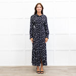 Rixo Black Madison Floral Tie Back Shirt Dress
